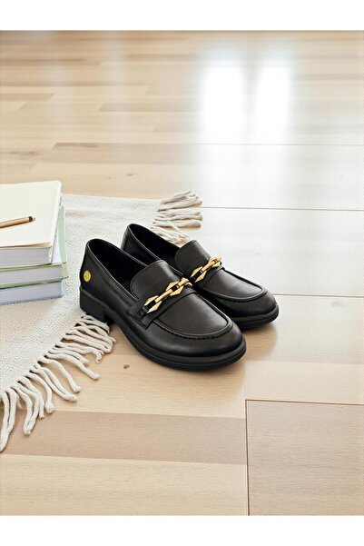 Mammamia D25Ka-725 Black Genuine Leather Full Orthopedic Women's Casual Daily Shoes