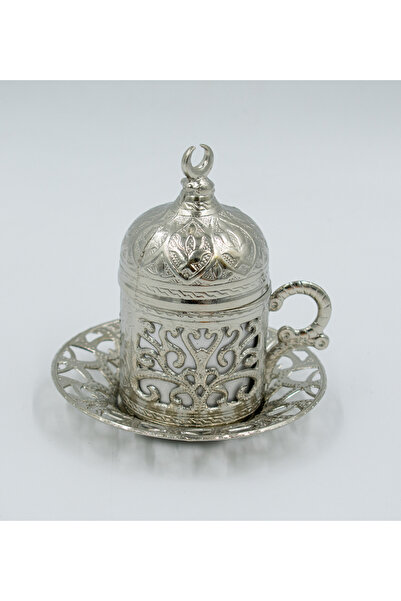 KT HOME Cup Set for 6 People - Copper Ottoman Patterned Turkish Coffee Tray Turkish Delight Cup Coffee Cup Set