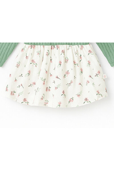 Carmin Baby Floral Pattern Lace Detail Baby Girl Dress