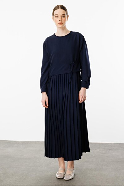 Micca İpekçe Aller Üst Beden Pilise Kolsuz Jile Kombin Elbise Takım-Laci