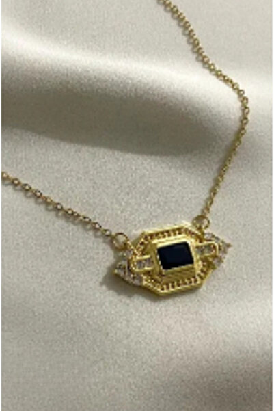 stainless steell Serenay baget non-tarnish steel gold-tone necklace with laci...