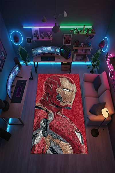 Halura Ironman Marvel Desenli Kaymaz Taban Makinede Yıkanabilir Gaming Oyuncu...