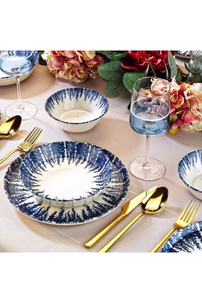 Asir Dinner Set, 12 pcs, porcelain, blue-white
