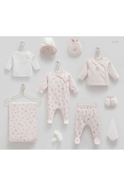 Caramell İncibaby 100% Cotton Floral Detailed Baby Girl Hospital Discharge Set New Season