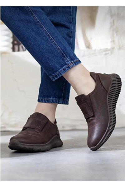 Mammamia D25Ka-3475 Brown Genuine Leather Full Orthopedic Women's Casual Daily Shoes