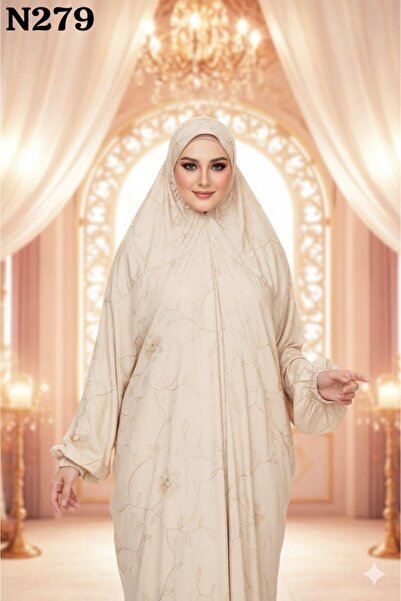 STAYILK DRESSES Elegant beige prayer robe with a modest and sophisticated design