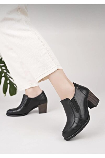 Mammamia D25Ka-3360 Black Genuine Leather Full Orthopedic Women's Casual Daily Shoes