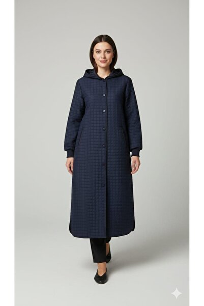 Micca Kare Jakar Kapitone Astar ile Mevsimlik Spor Zamansız Trench Kap-Laci