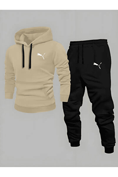 ALEYZA MODA طقم بدلة رياضية للرجال بشعار جاكوار بغطاء رأس بتصميم بسيط