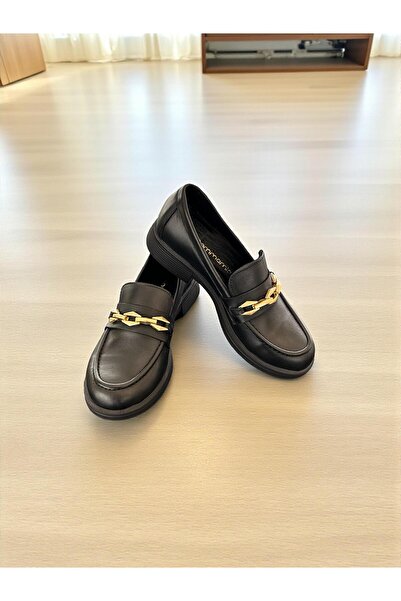 Mammamia D25Ka-725 Black Genuine Leather Full Orthopedic Women's Casual Daily Shoes