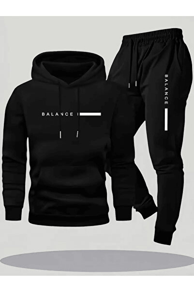 ALEYZA MODA طقم بدلة رياضية للرجال مكون من بغطاء رأس قطع مكتوب عليها 'Balance'