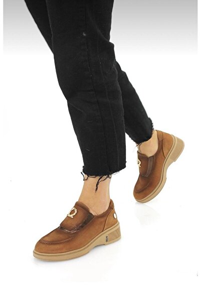 Mammamia D25Ka-7105 Tan Genuine Leather Full Orthopedic Women's Casual Daily Shoes