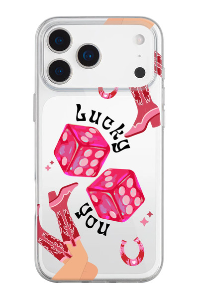 shoptocase iPhone 17 Pro Max Uyumlu Lucky You Desenli Şeffaf Silikon Telefon ...