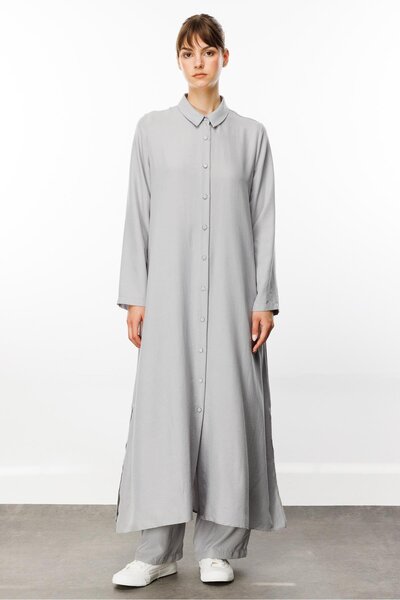 Micca NOUVO İpekçe Doku Kap / Elbise-Gri