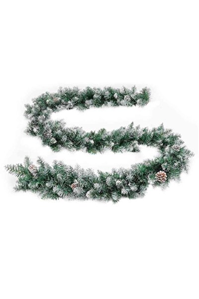 OEM Ghirlanda artificiala de Craciun, 2.7 M, Cu zapada si conuri, Decor festiv Interior/exterior