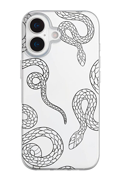 shoptocase iPhone 17 Compatible Snakes Patterned Transparent Silicone Phone Case