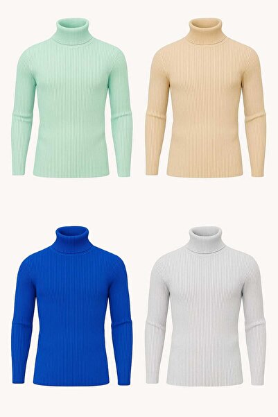 ANATOLIATEKSTILE 🧶 Men's Slim Fit briefcase made of fine knitwear - elegant, warm and comfortable Set of 4 pieces