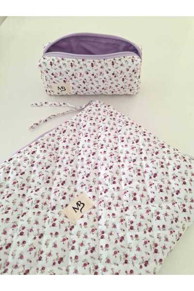 MB Purple Crispy Flower Laptop Sleeve - Pencil Case Set (13-14 Inch)