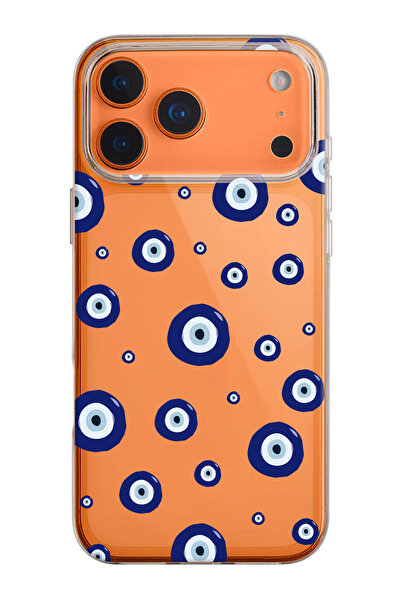 shoptocase iPhone 17 Pro Compatible Evil Eye Beads-2 Patterned Transparent Silicone Phone Case