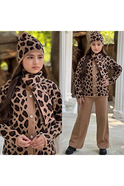 zavera for kids Girl's Leopard Knitwear 4-Piece Set - 100% Cotton