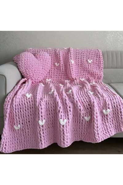 Moda Biçer Heart Plush Blanket New Trend 40X40 Hearts Included