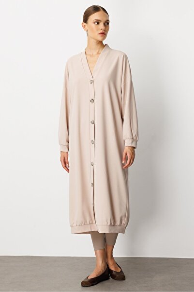 Micca Örme Krep Doku Spor Zamansız( Hırka/ Kap) Ferace-Taş