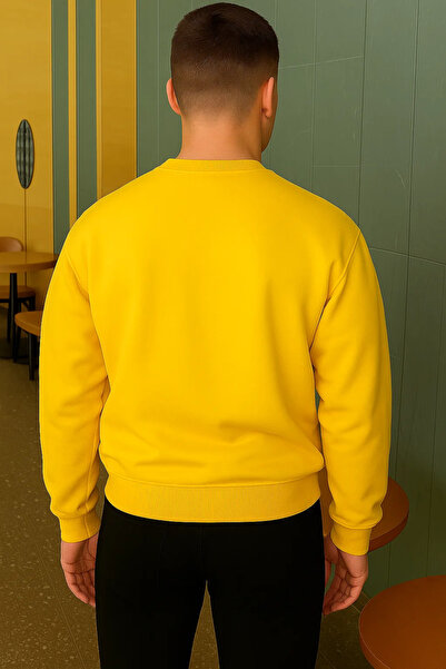 COMBİNE MİCHAİL Men's Relax Fit Winter Yellow Basic Sweater