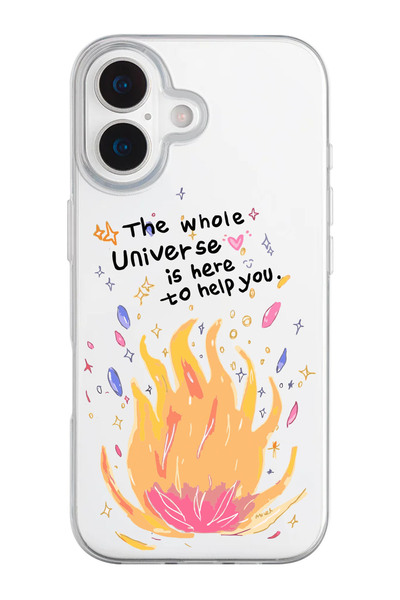 shoptocase iPhone 17 Uyumlu Ateş Çemberi Desenli Şeffaf Silikon Telefon Kılıfı