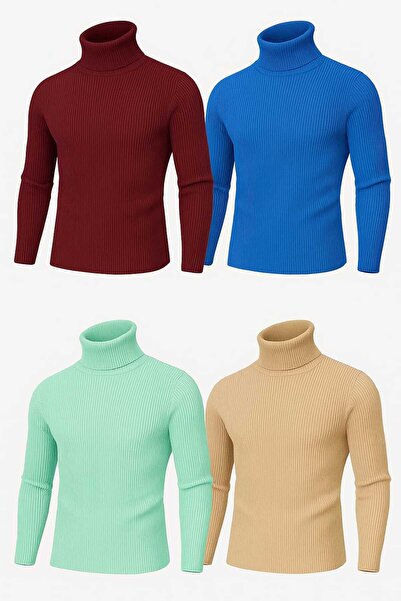 ANATOLIATEKSTILE 🧶 Men's Slim Fit briefcase made of fine knitwear - elegant, warm and comfortable Set of 4 pieces