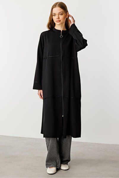 Micca Fully Pamuk Karışımlı İnce Örme Spor Kap/ Ferace-Siyah