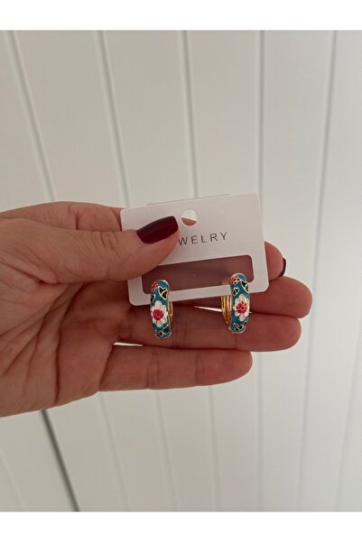 HERCY Colorfast Imported Colored Enamel Floral Hoop Earrings |   Mineli Gold Hoop Earrings