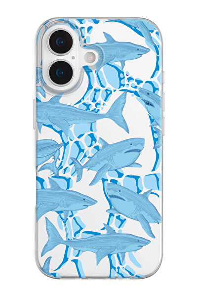 shoptocase iPhone 17 Compatible Shark Pattern Transparent Silicone Phone Case