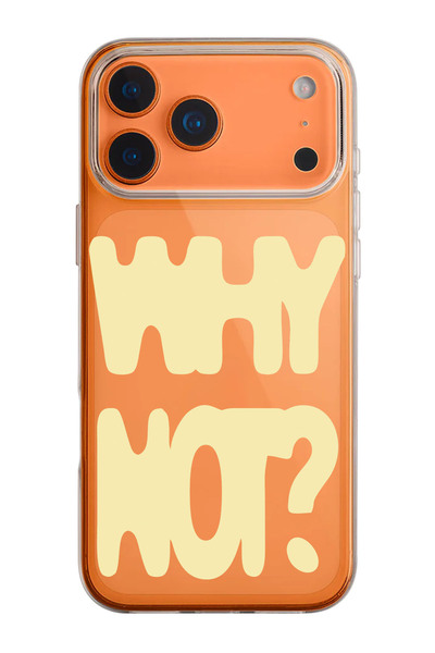 shoptocase iPhone 17 Pro Uyumlu Why Not ? Desenli Şeffaf Silikon Telefon Kılıfı