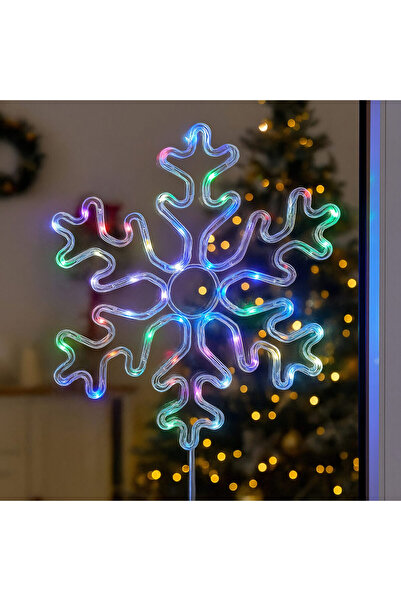 Issa Christmas Decoration 37x31cm Snowflake Model with Multicolor LED Light, Transparent Hanging Ornament