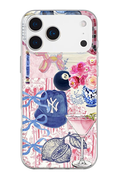 shoptocase iPhone 17 Pro Max Compatible Aesthetic Collage Coquette Patterned Transparent Silicone Phone Case