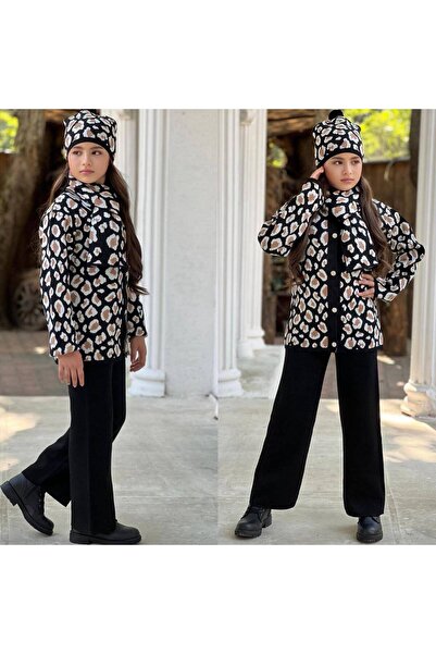 zavera for kids Girl's Leopard Knitwear 4-Piece Set - 100% Cotton