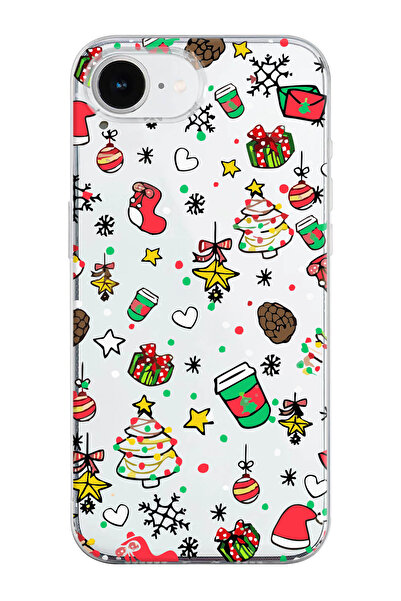 shoptocase iPhone 16E Compatible New Year-1 Patterned Transparent Silicone Phone Case