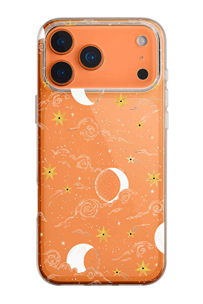 shoptocase iPhone 17 Pro Uyumlu Galaksi Desenli Şeffaf Silikon Telefon Kılıfı