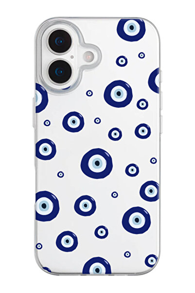 shoptocase iPhone 17 Uyumlu Nazar Boncukları-2 Desenli Şeffaf Silikon Telefon...
