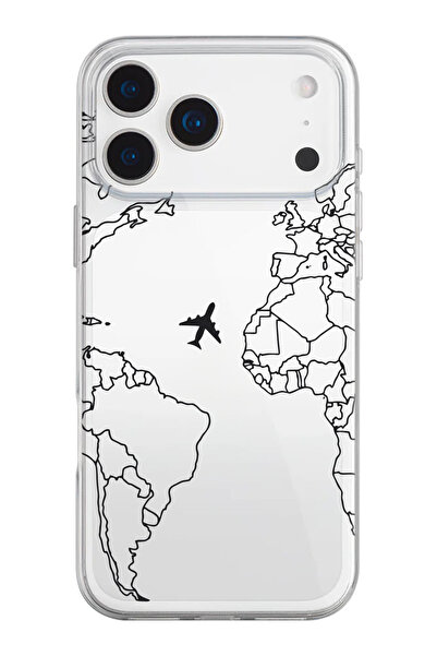 shoptocase غطاء هاتف شفاف من السيليكون بنمط خريطة خطية متوافق مع آيفون 17 برو ماكس