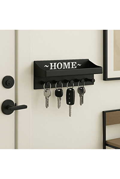 Barstech HOME Yazılı Dekoratif Raflı Anahtarlık Askılığı - Duvar Tipi