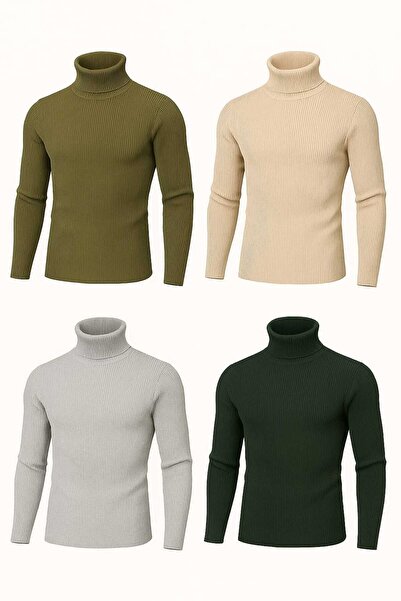 ANATOLIATEKSTILE 🧶 Men's Slim Fit briefcase made of fine knitwear - elegant, warm and comfortable Set of 4 pieces