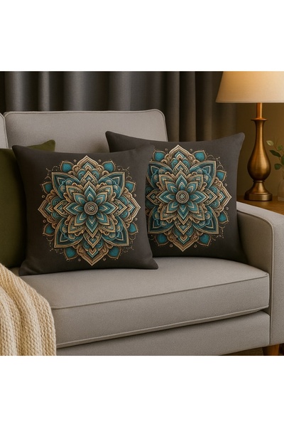 MİNOZA Digital Printed Mandala Patterned Decorative Throw Pillow Cover