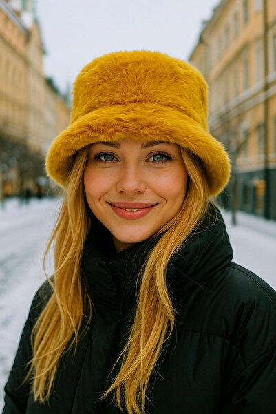 MARBERRY Pălărie pentru femei din pluș cu textura moale de șofran