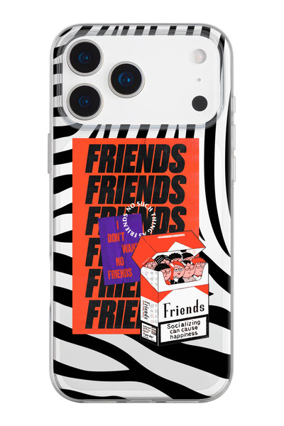 shoptocase iPhone 17 Pro Max Uyumlu No Friends Desenli Şeffaf Silikon Telefon...