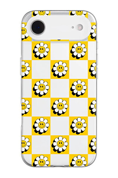 shoptocase iPhone 17 Air Compatible Happy Daisy Patterned Transparent Silicone Phone Case