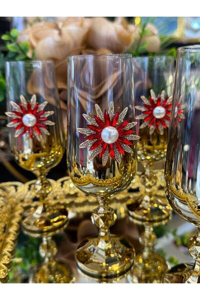 Bohemia Lokman Züccaci̇hye Red Pearl Stone Brown Glass Cup 180 ml