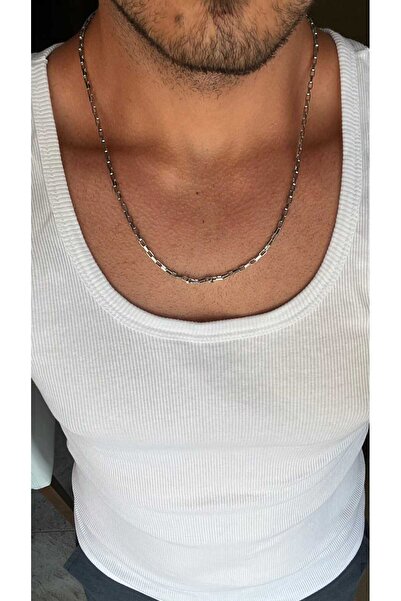 ZEYM COLLECTION قلادة رجالية من الفولاذ المقاوم للصدأ بلون فضي 56 سم - لا تفق...