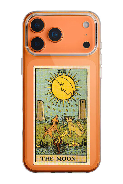shoptocase iPhone 17 Pro Compatible the Moon Tarot Pattern Transparent Silicone Phone Case