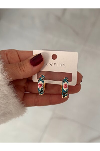 HERCY Colorfast Imported Colored Enamel Floral Hoop Earrings |   Mineli Gold Hoop Earrings